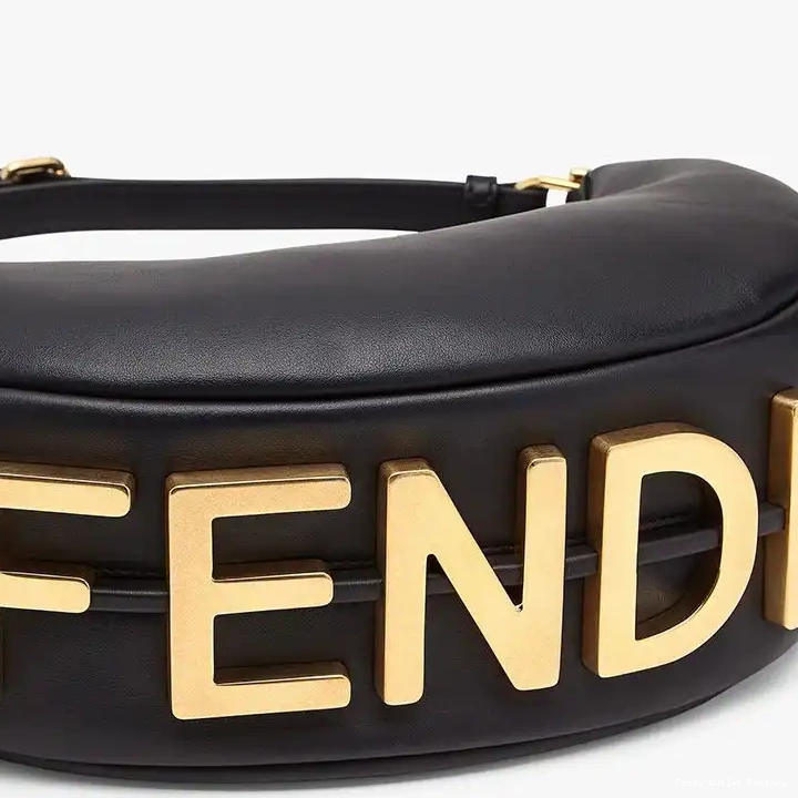 Affordable HOT Bag Fendi Fendigraphy Calf Leather Small In Hobo Black 0623